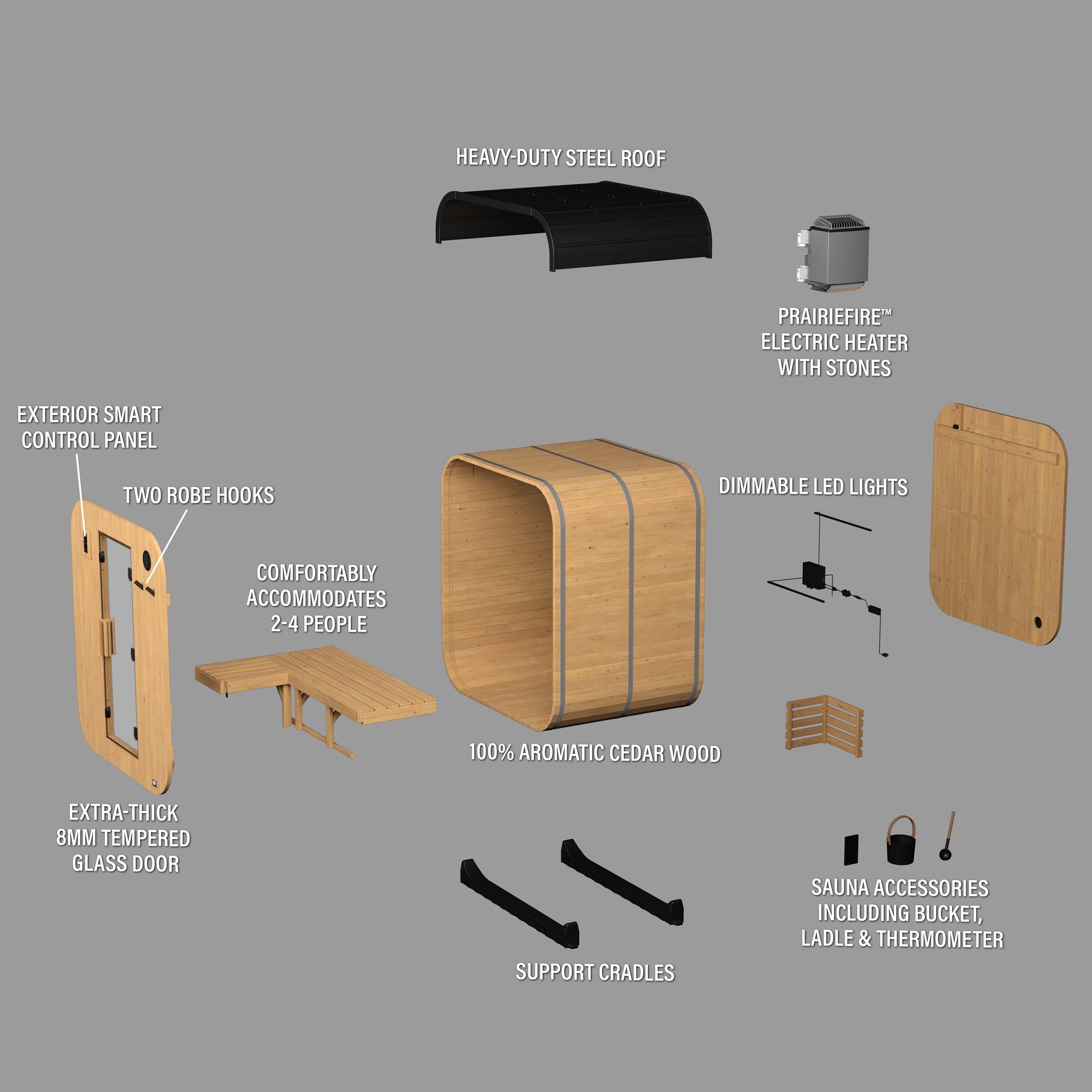Lennon Outdoor Cube Sauna – 2-4 Person - Shipping Included - Saunas