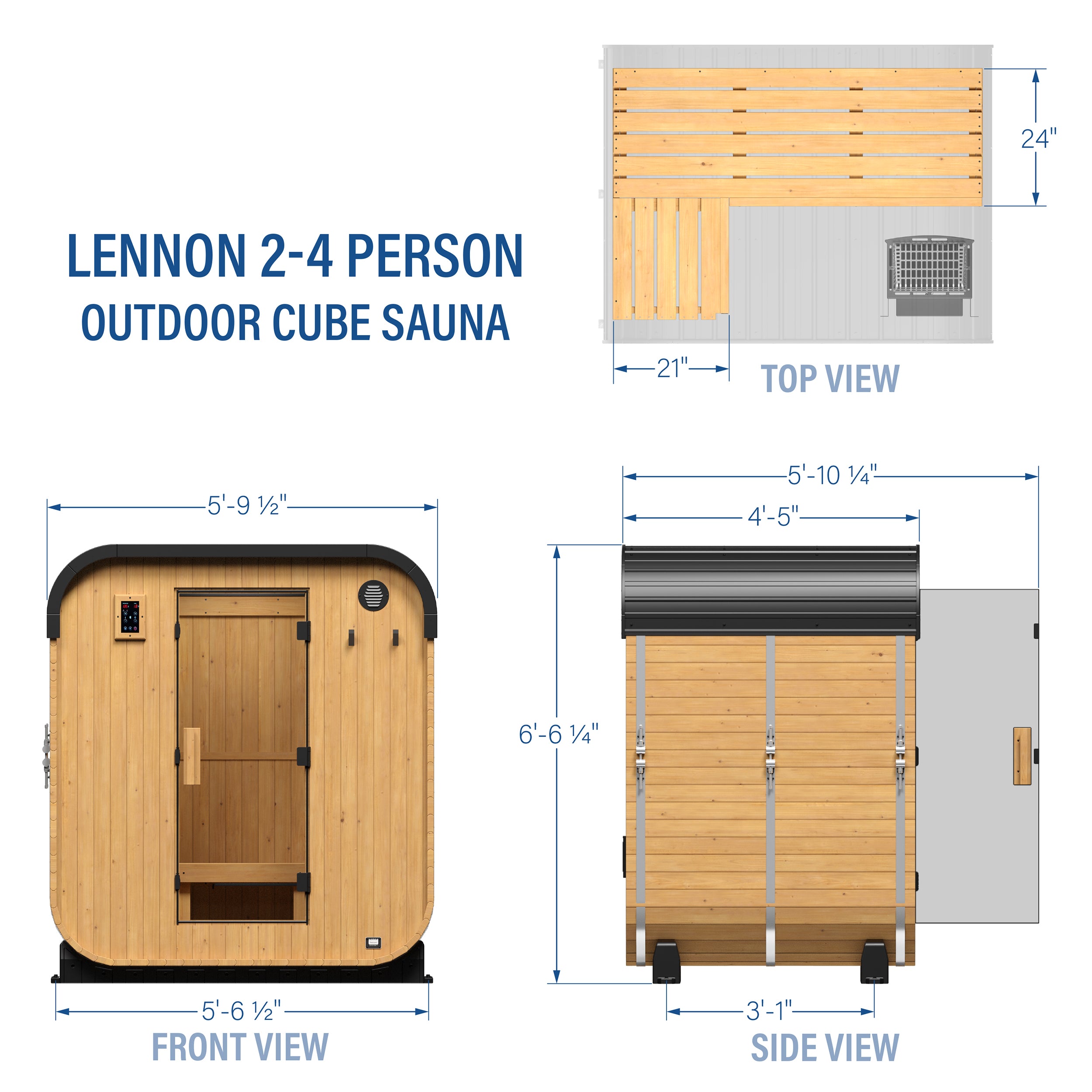 Lennon Outdoor Cube Sauna – 2-4 Person - Shipping Included - Saunas