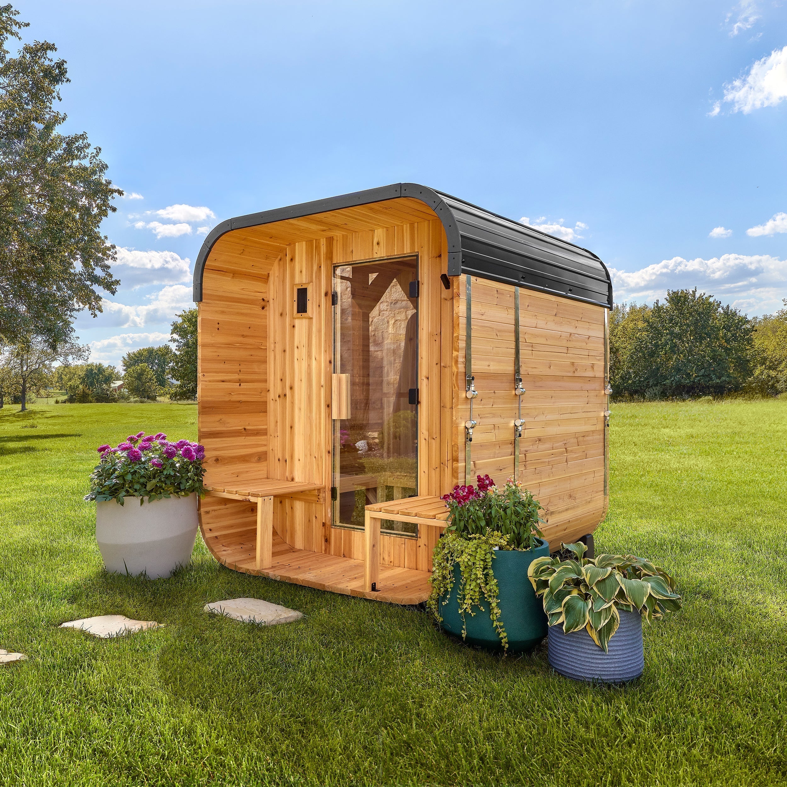 Lennon Outdoor Cube Sauna with Porch – 2-4 Person - Shipping Included - Saunas