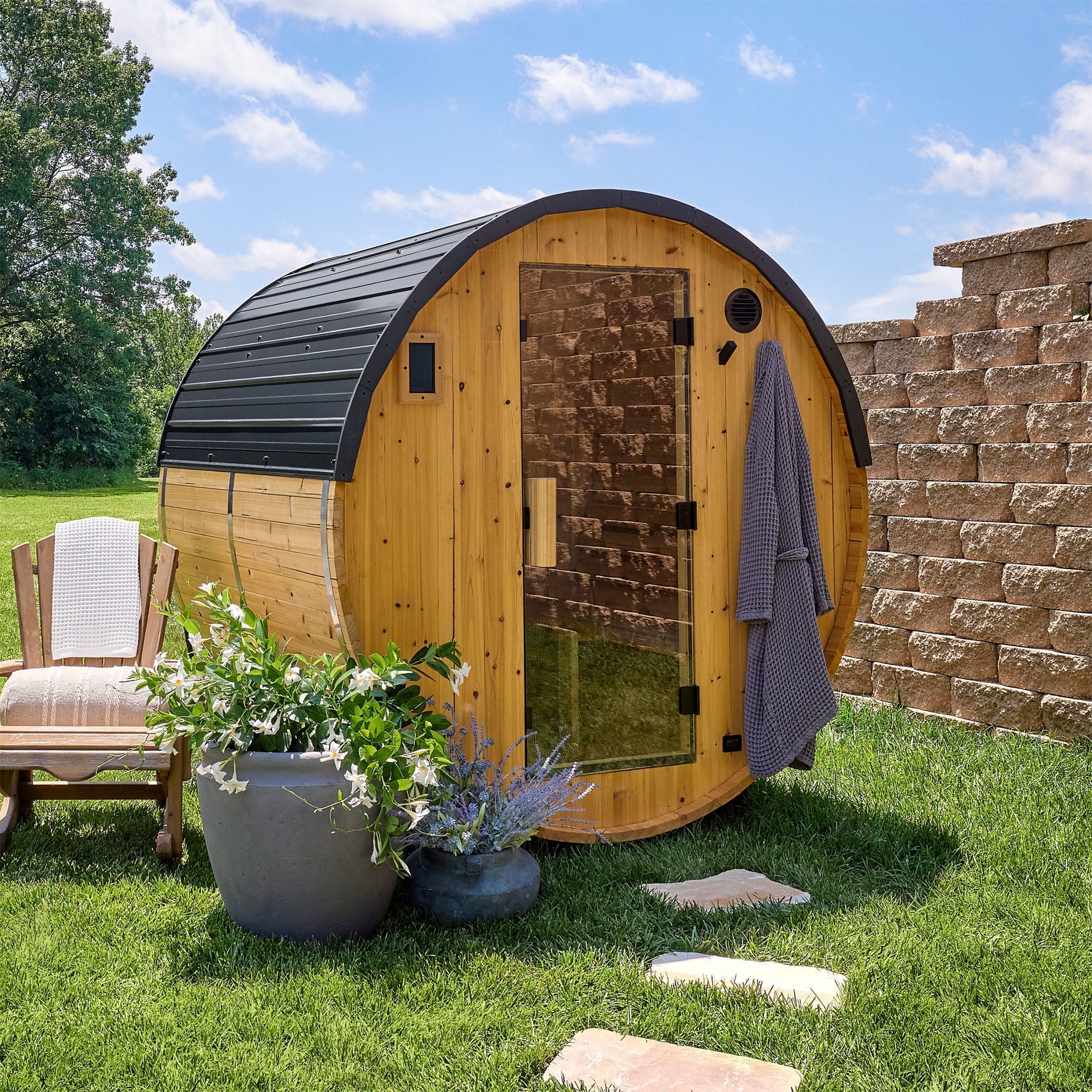 Paxton Outdoor Barrel Sauna – 2-4 Person - Shipping Included - Saunas
