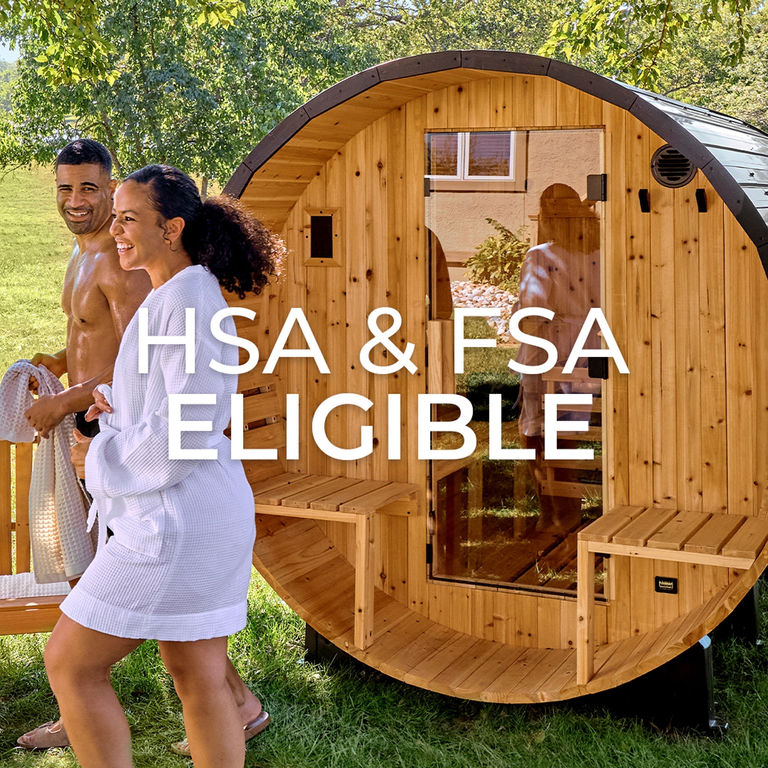 Paxton Outdoor Barrel Sauna with Porch – 4-6 Person - Shipping Included - Saunas