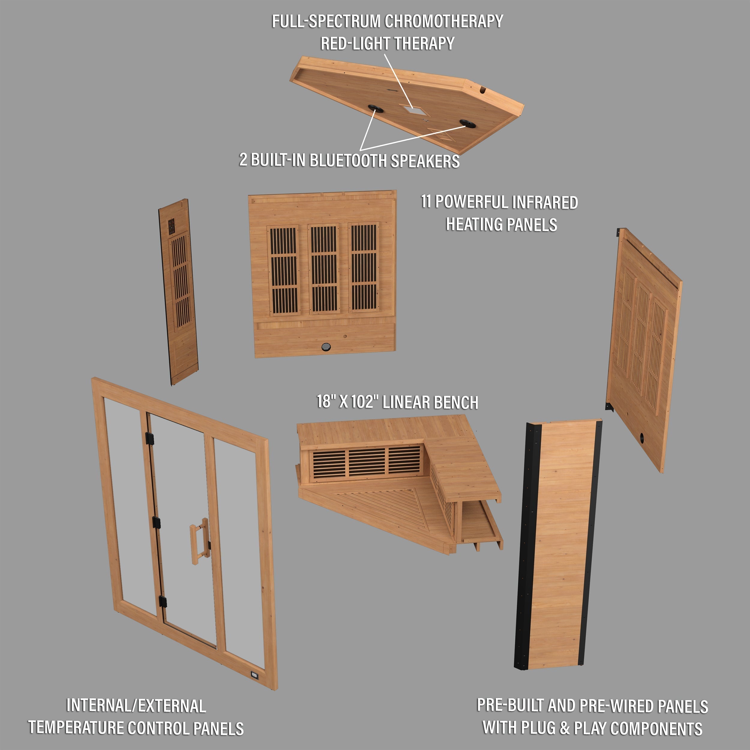Rylan Indoor Infrared Corner Sauna – 4 Person - Shipping Included - Saunas