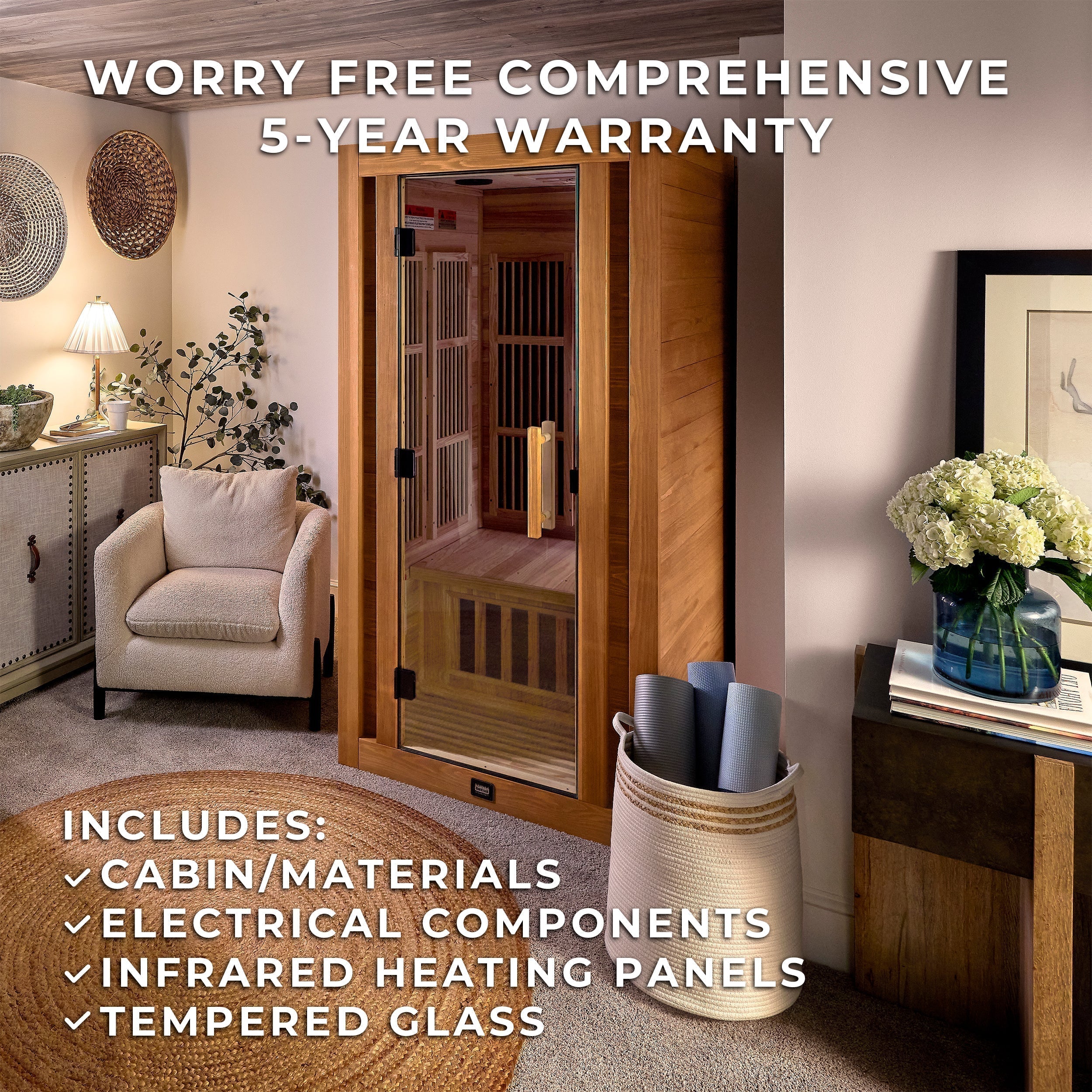 Rylan Indoor Infrared Sauna – 1 Person - Shipping Included - Saunas