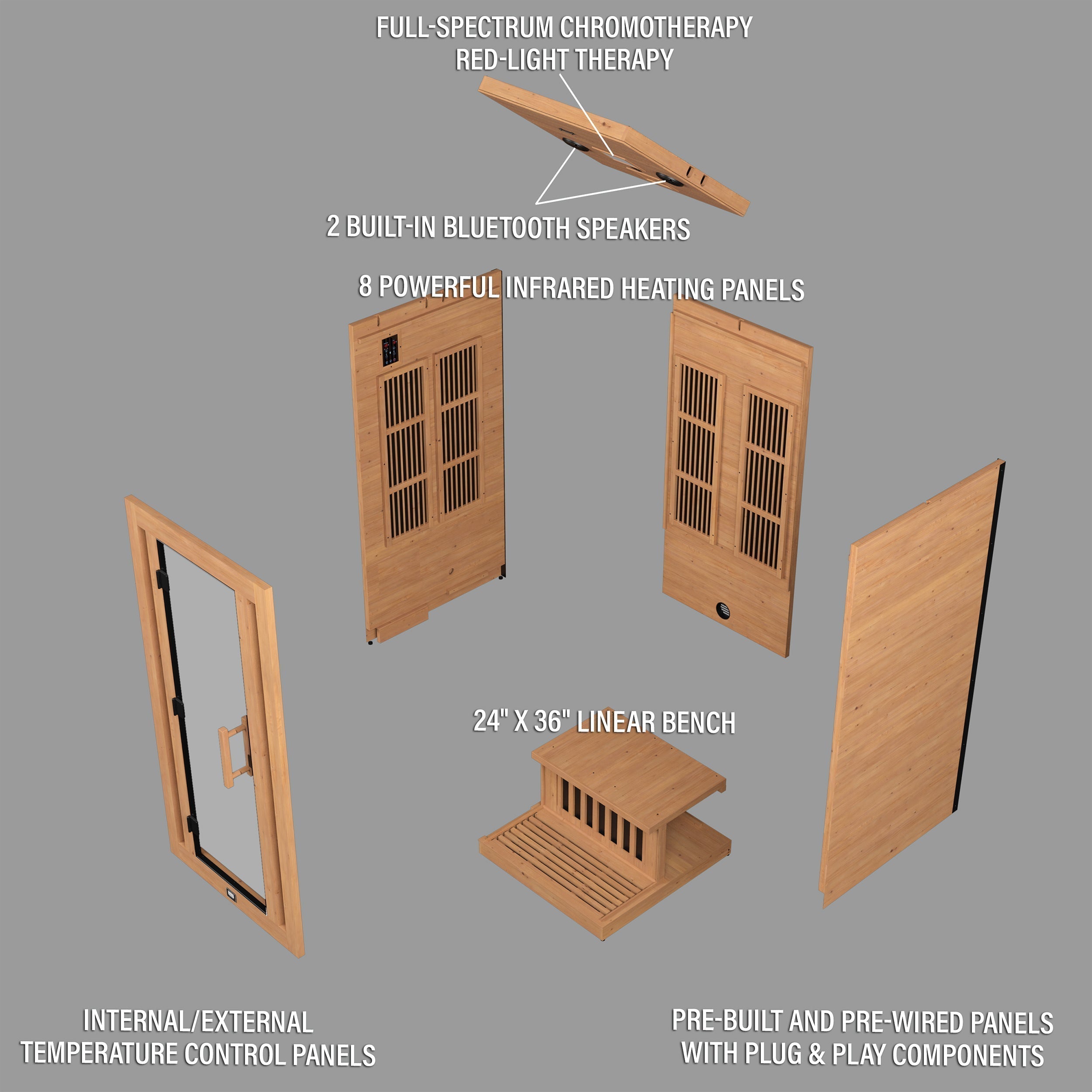 Rylan Indoor Infrared Sauna – 1 Person - Shipping Included - Saunas