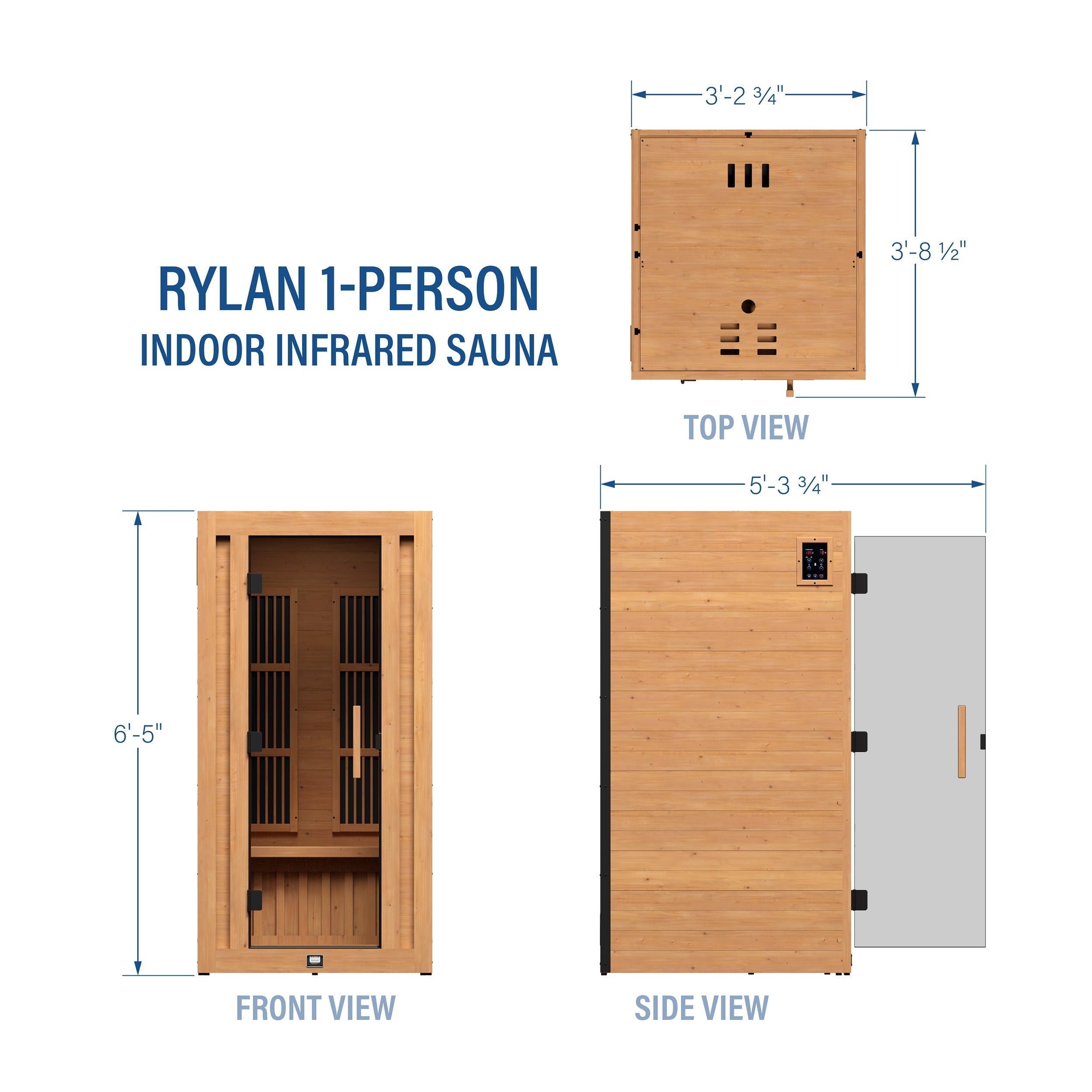 Rylan Indoor Infrared Sauna – 1 Person - Shipping Included - Saunas
