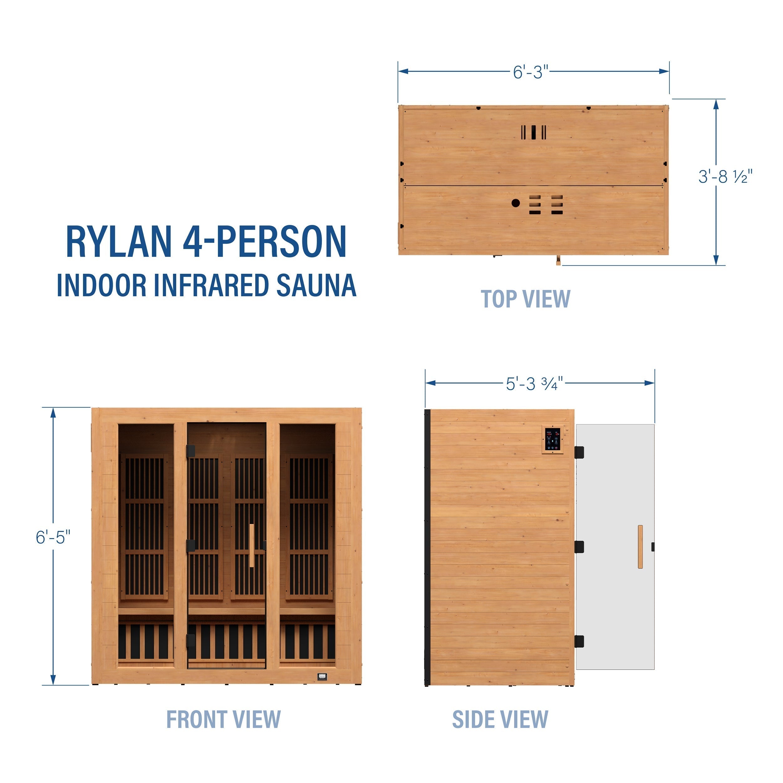 Rylan Indoor Infrared Sauna – 4 Person - Shipping Included - Saunas