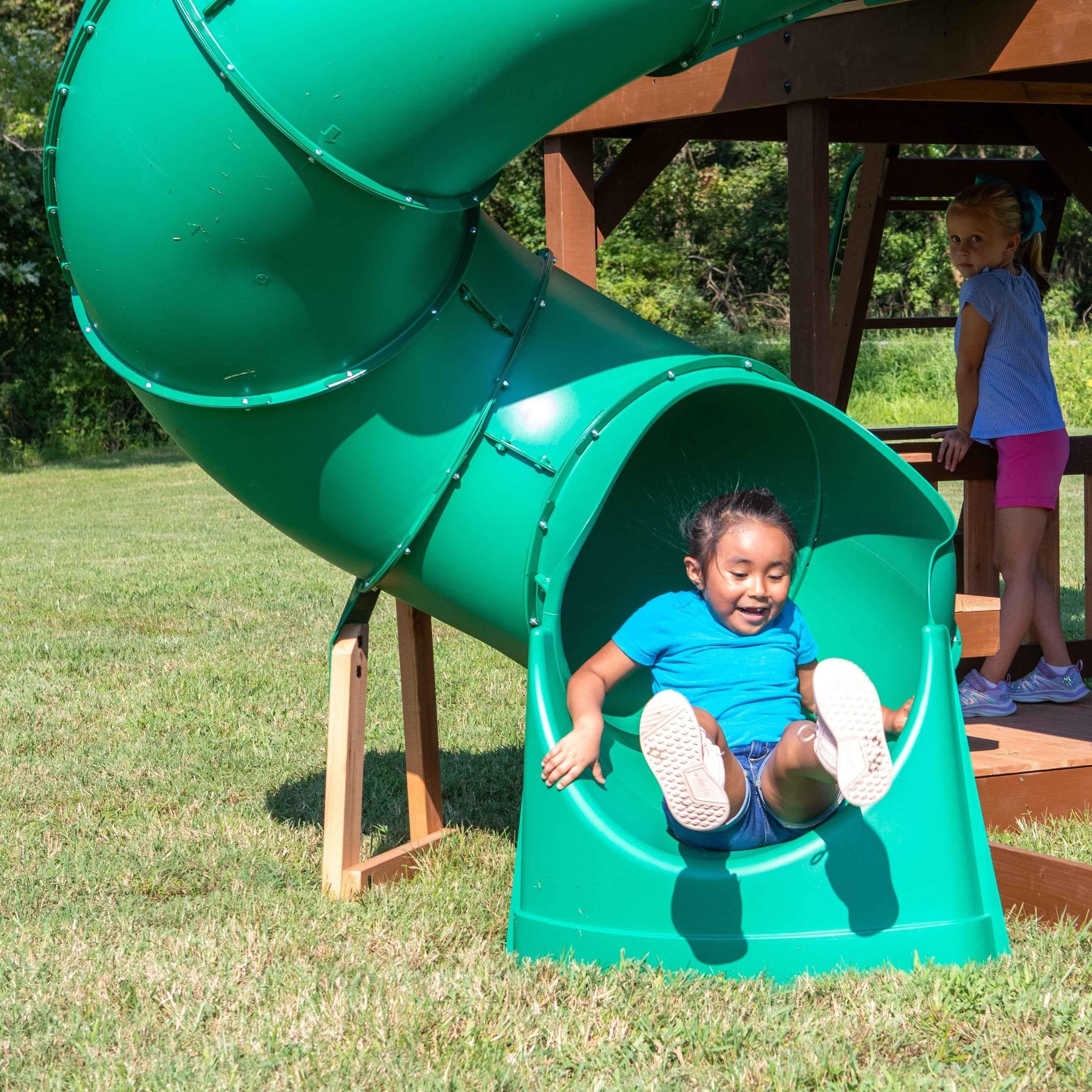 Backyard Discovery Skyfort II With Spiral Tube Slide.
