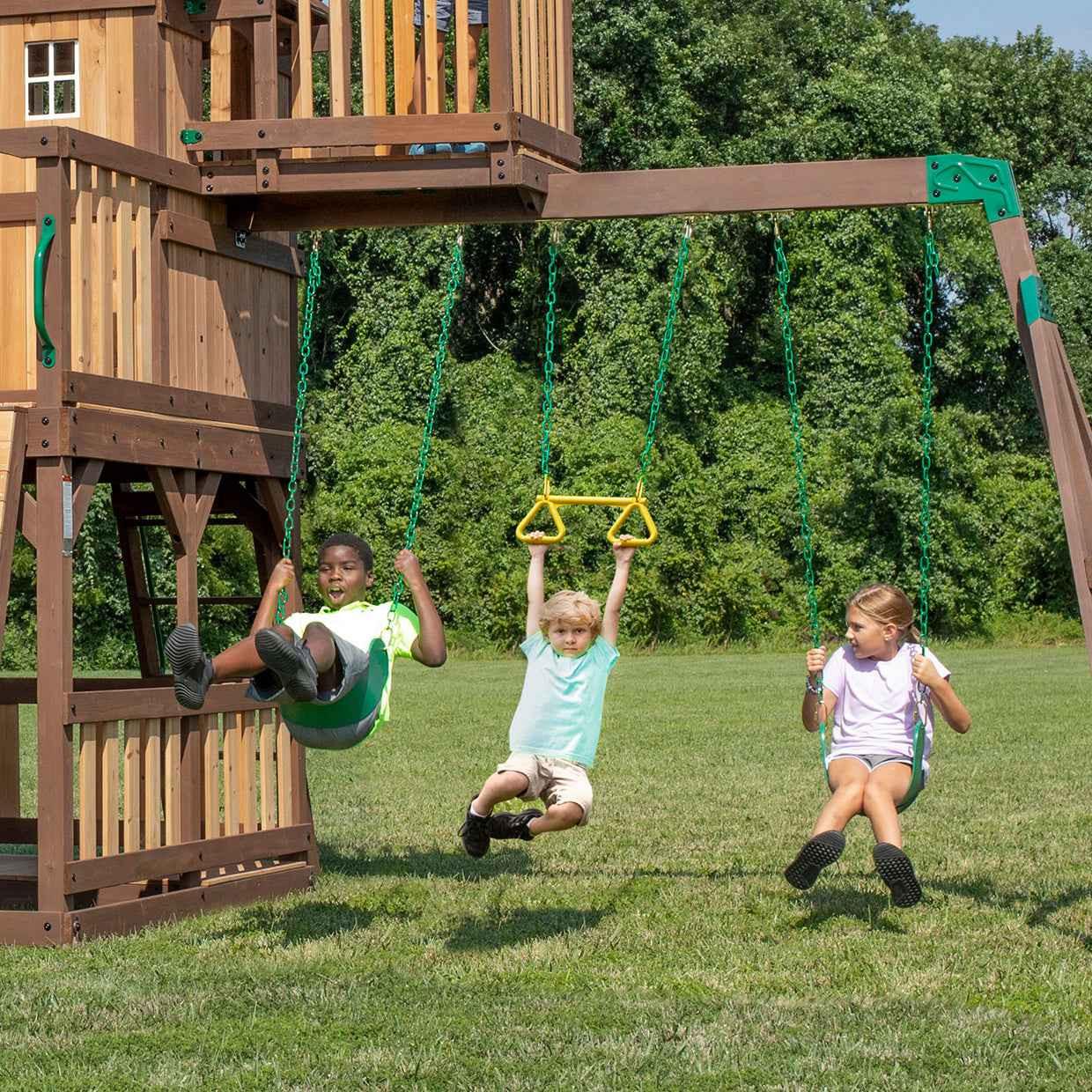 Backyard Discovery Skyfort II with Wave Slide.
