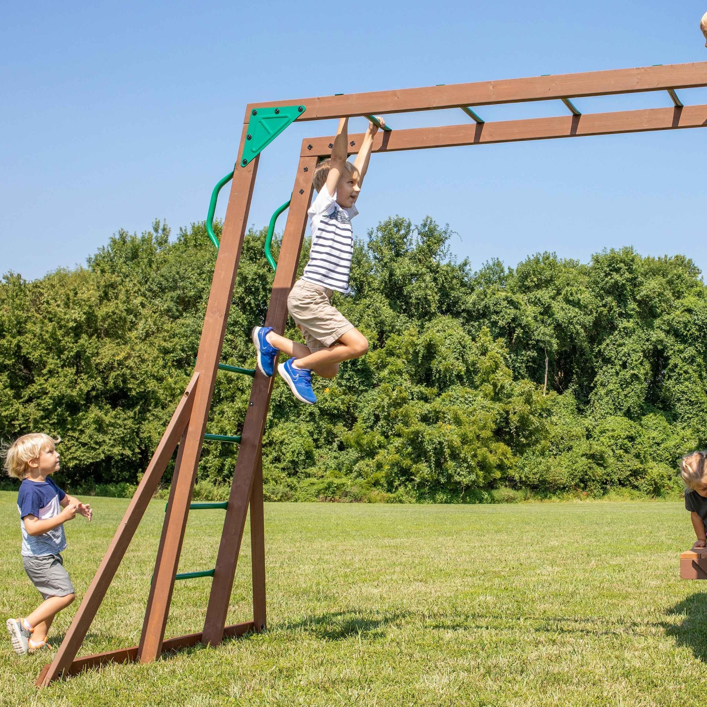 Backyard Discovery Skyfort II with Wave Slide.