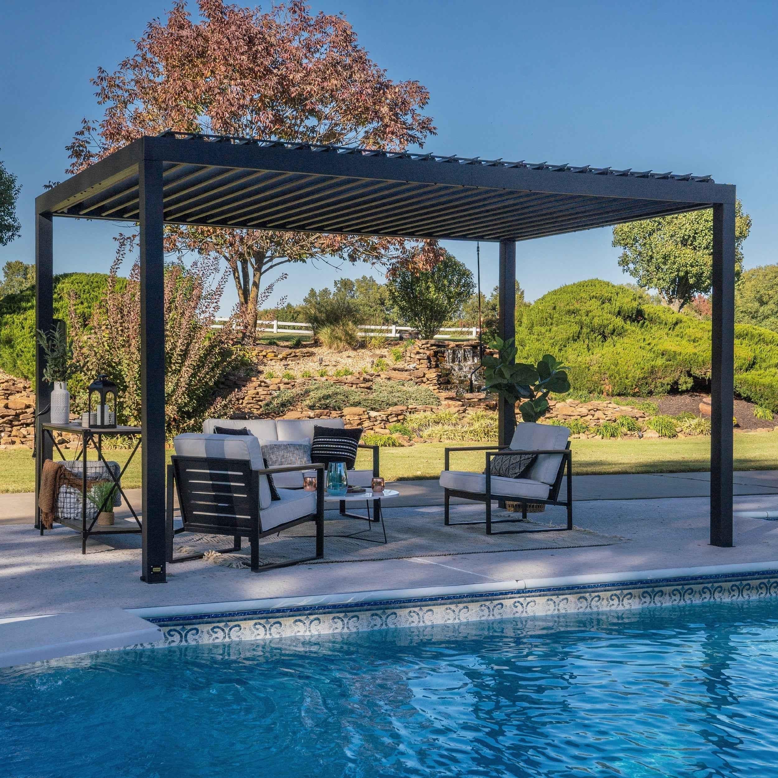 Backyard Discovery 14x10 Sarasota Steel Louvered Pergola.