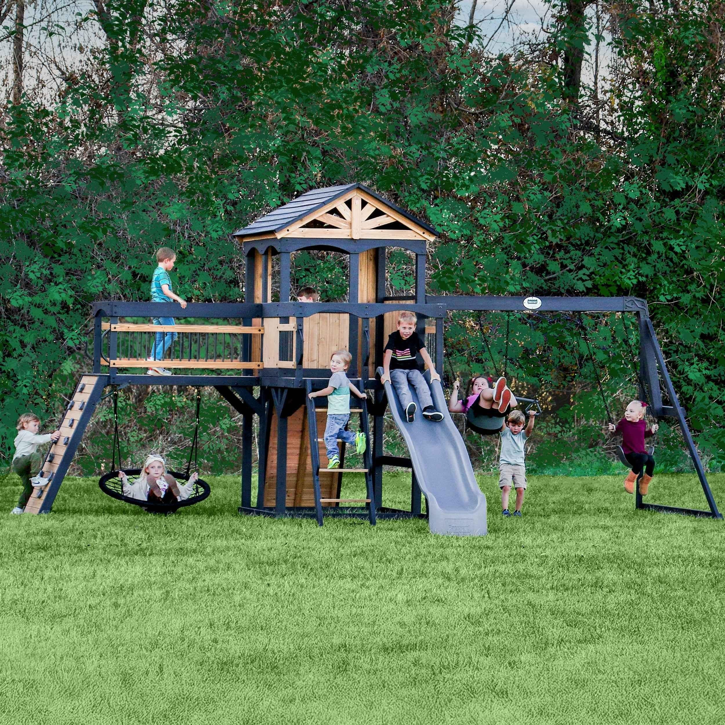Backyard Discovery Timber Crossing Swing Set.