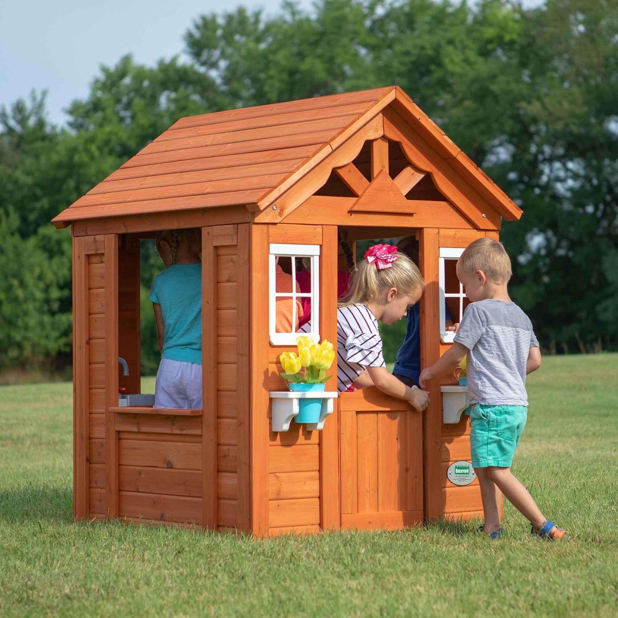 Backyard Discovery Timberlake Playhouse.