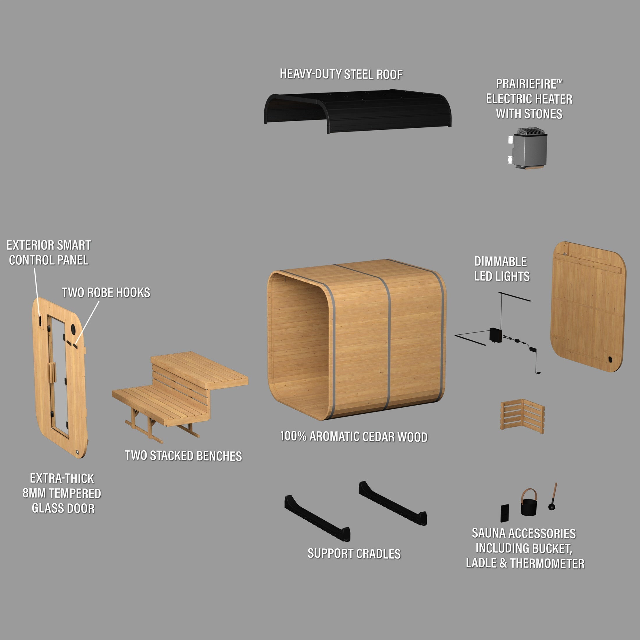 Lennon Outdoor Cube Sauna – 4-6 Person - Shipping Included - Saunas