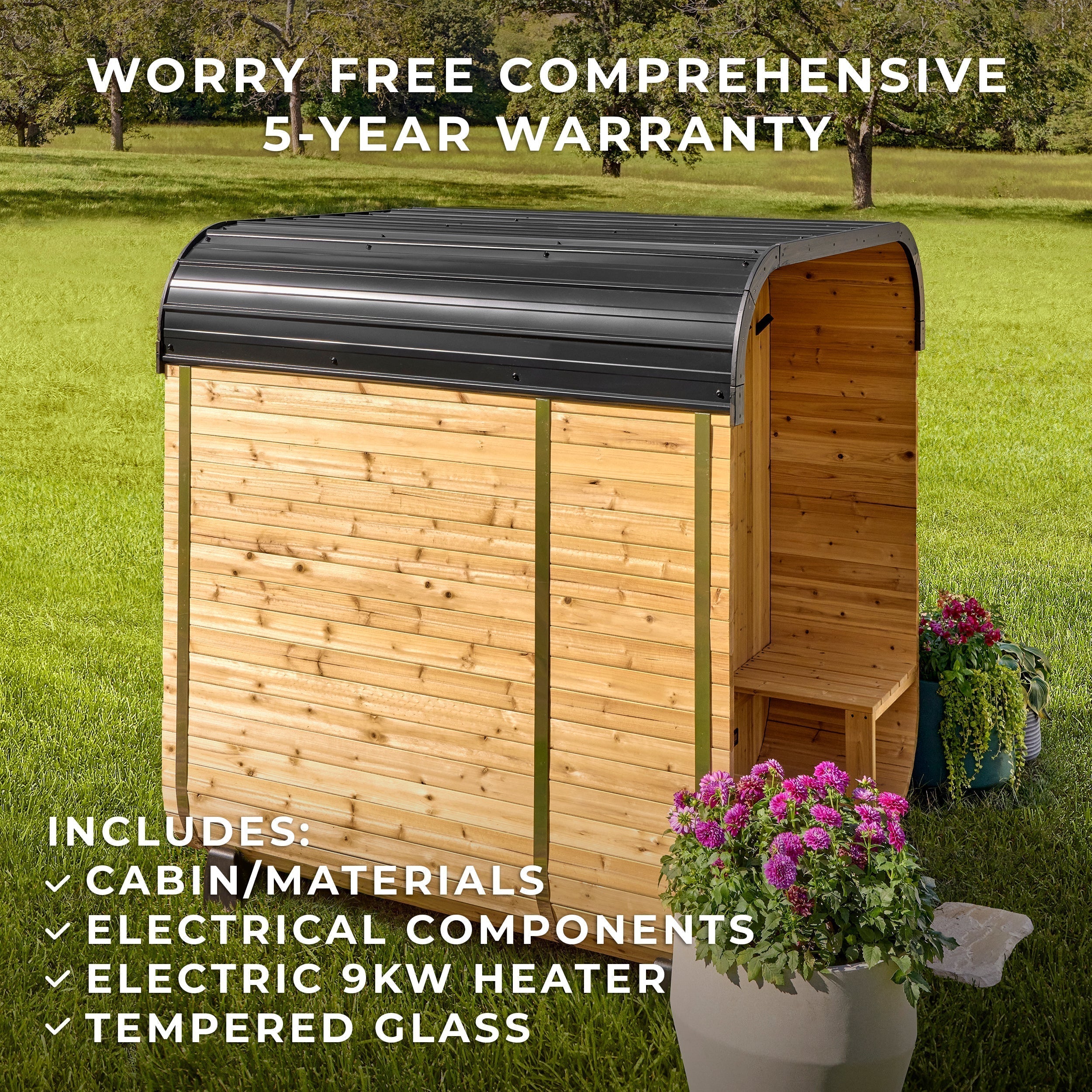 Lennon Outdoor Cube Sauna with Porch – 2-4 Person - Shipping Included - Saunas