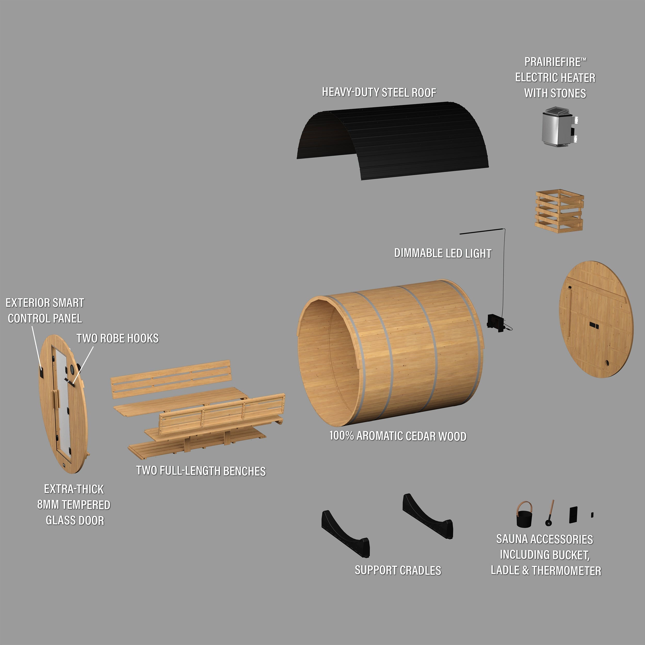 Paxton Outdoor Barrel Sauna – 4-6 Person - Shipping Included - Saunas