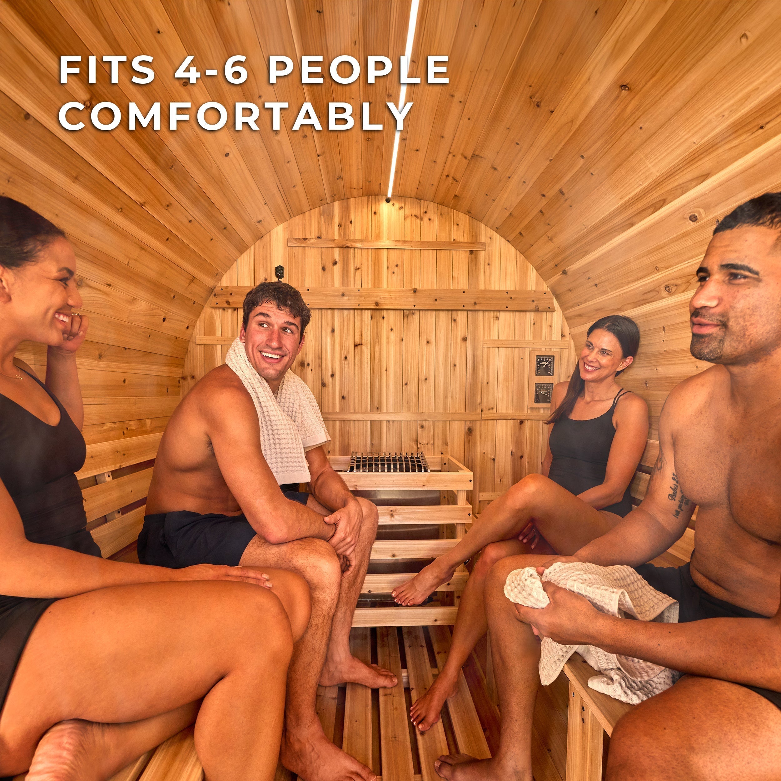Paxton Outdoor Barrel Sauna – 4-6 Person - Shipping Included - Saunas