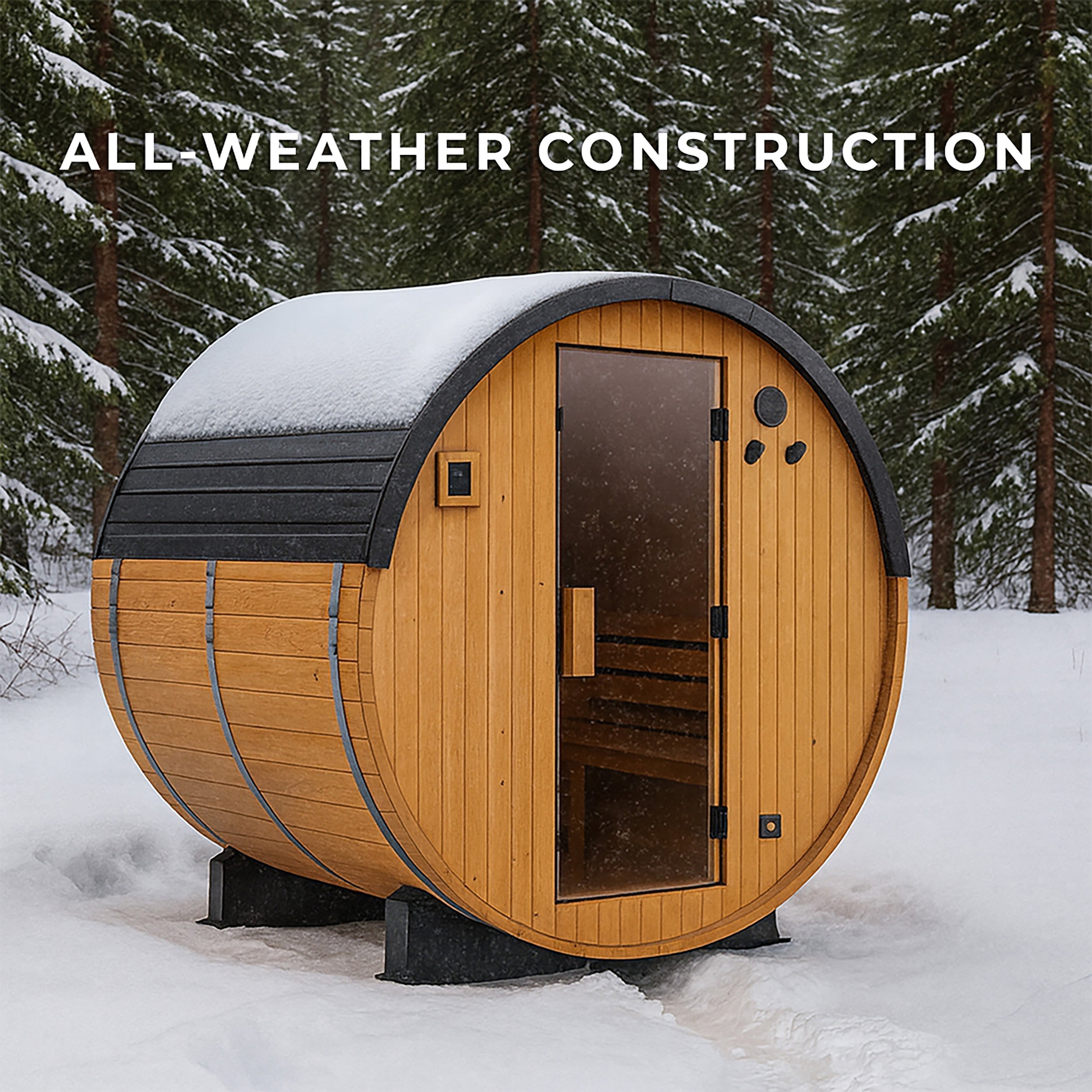 Paxton Outdoor Barrel Sauna – 4-6 Person - Shipping Included - Saunas