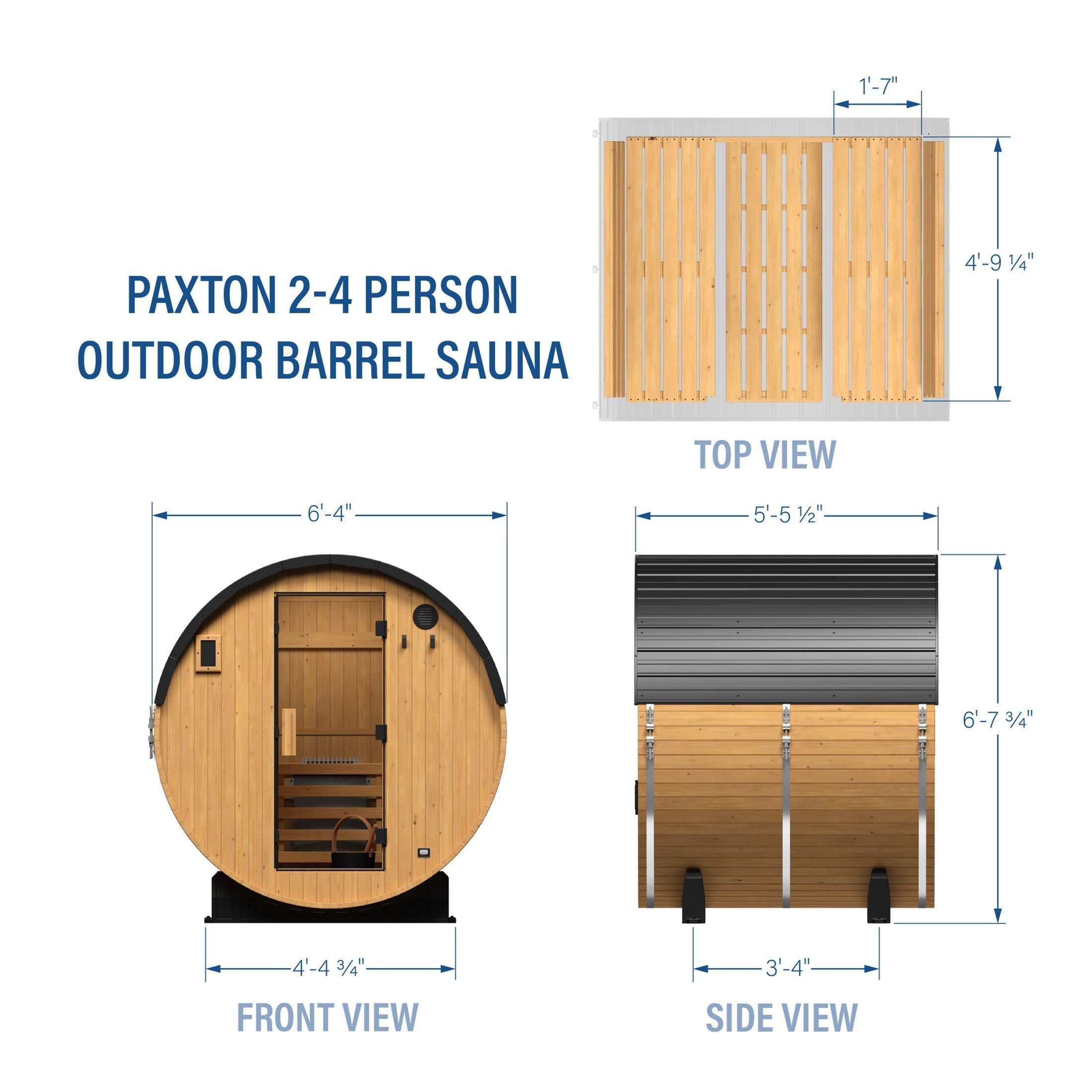 Paxton Outdoor Barrel Sauna – 2-4 Person