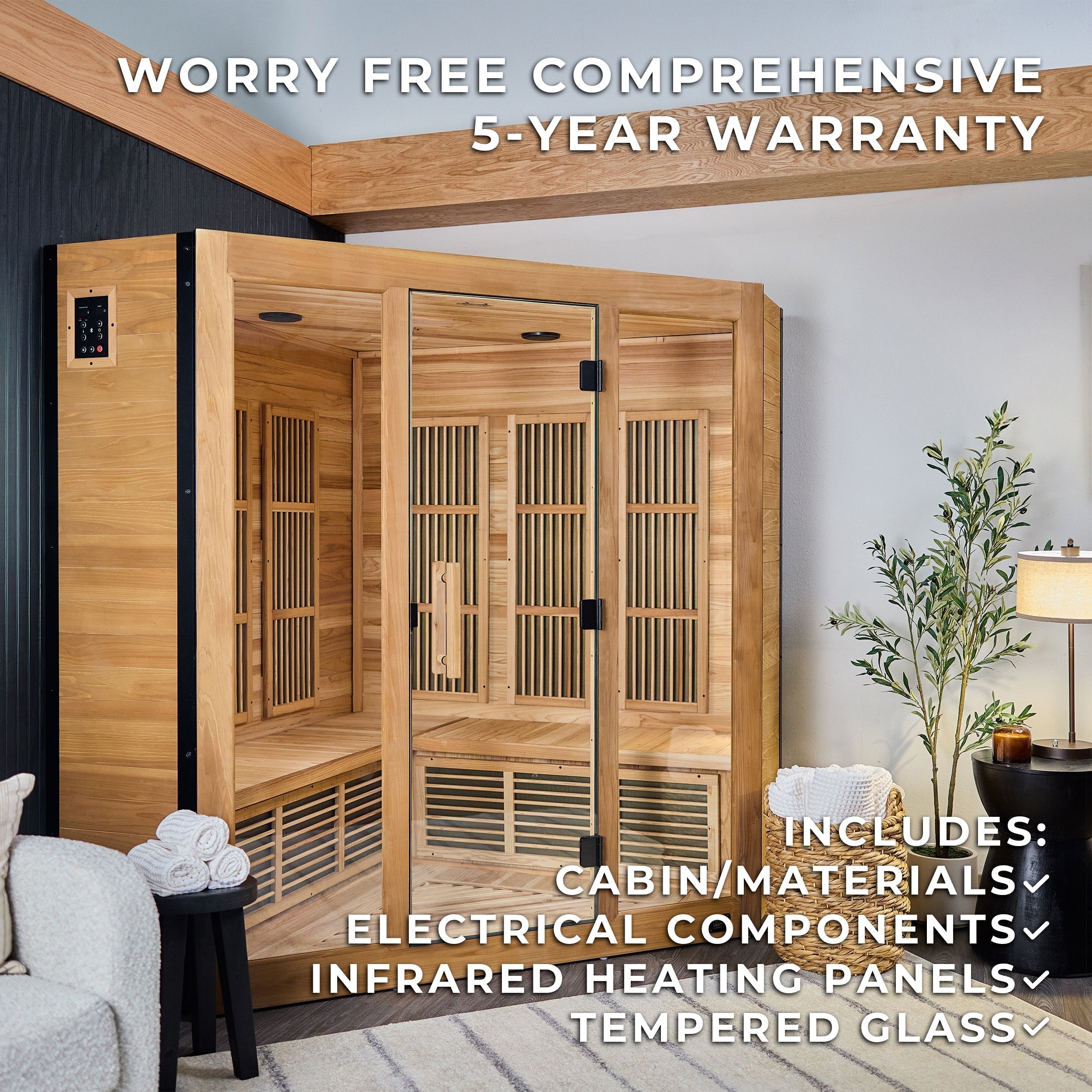 Rylan Indoor Infrared Corner Sauna – 4 Person - Shipping Included - Saunas